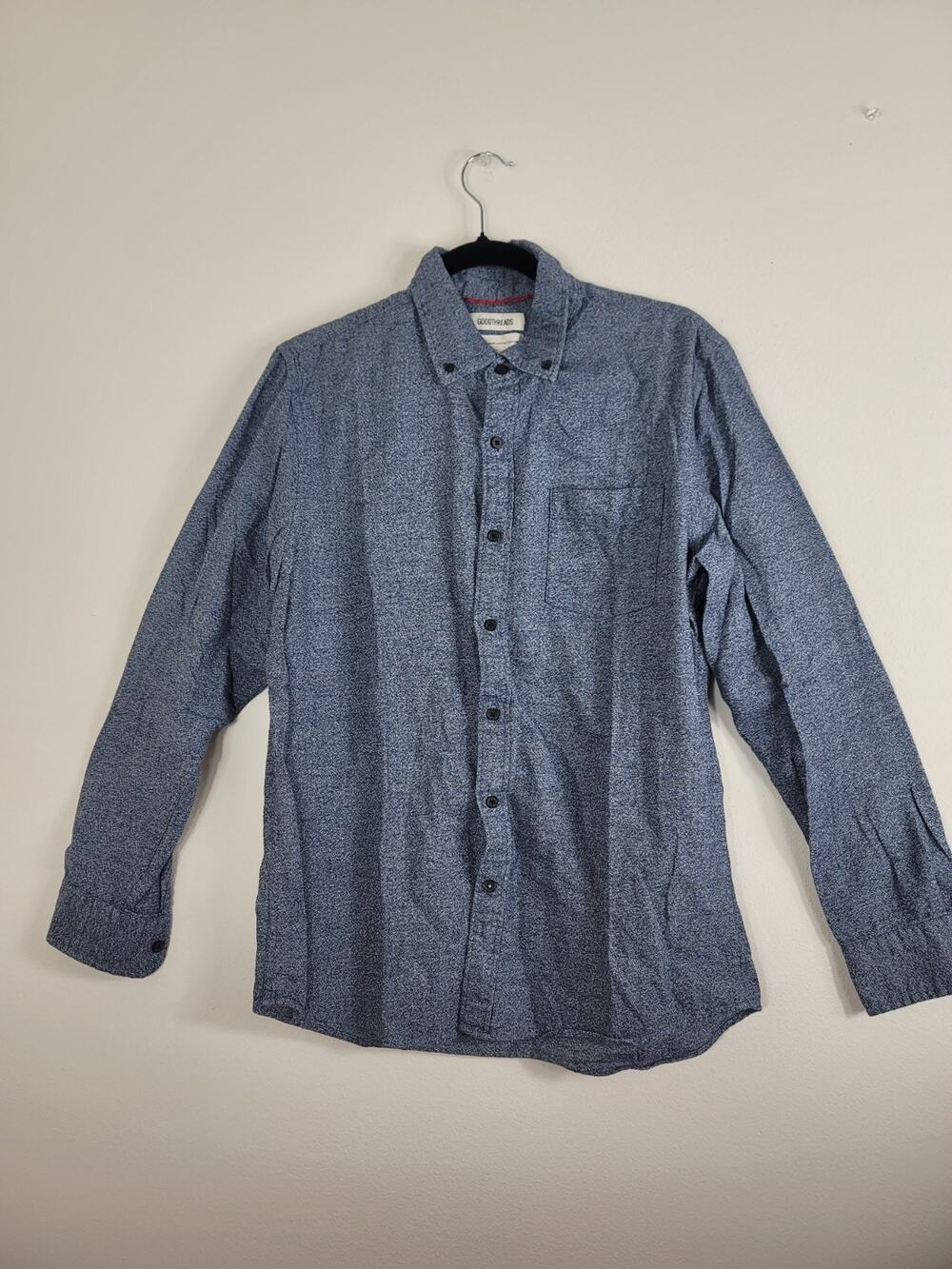 Goodthreads Men's Sz M Slim-Fit Long-Sleeve Shirt Brushed Heather Navy Flannel
